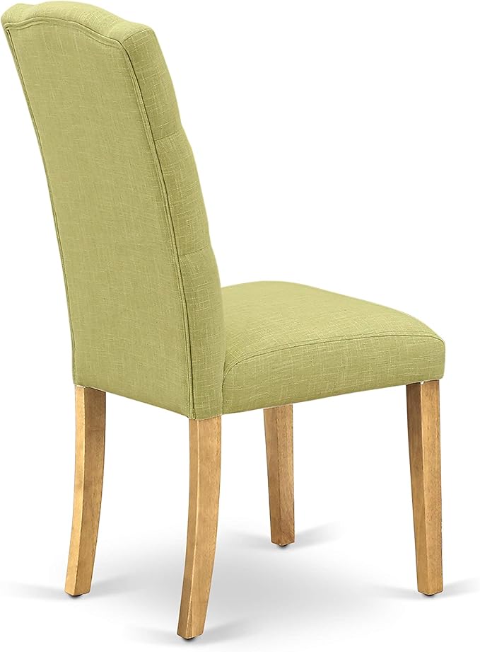 East West Furniture ESCE3-OAK-07 3 Piece Dinette Set for Small Spaces Contains a Round Dining Table with Pedestal and 2 Limelight Linen Fabric Upholstered Chairs, 30x30 Inch, Oak