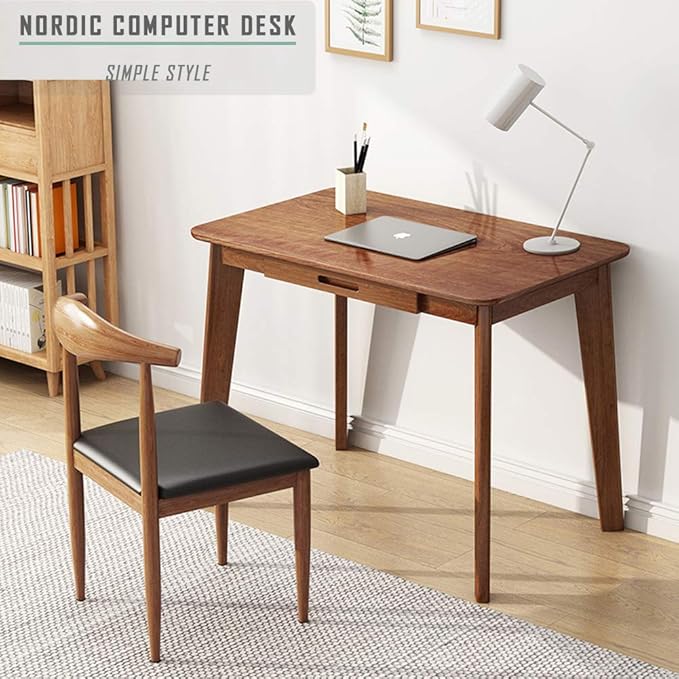 IOTXY Solid Wood Writing Desk - Home Office Workbench Desk with Drawer, Laptop Computer Work Study Table