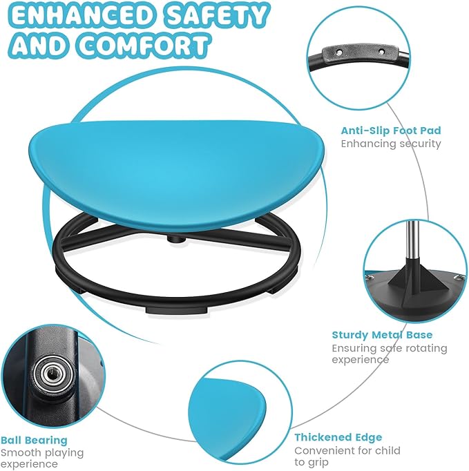 Spinning Chair for Autistic Kids, Sensory Chair for Autistic Children, Training Body Coordination, No Assembly Required, Sensory Swivel Chairs for Kids with Non-Slip Design