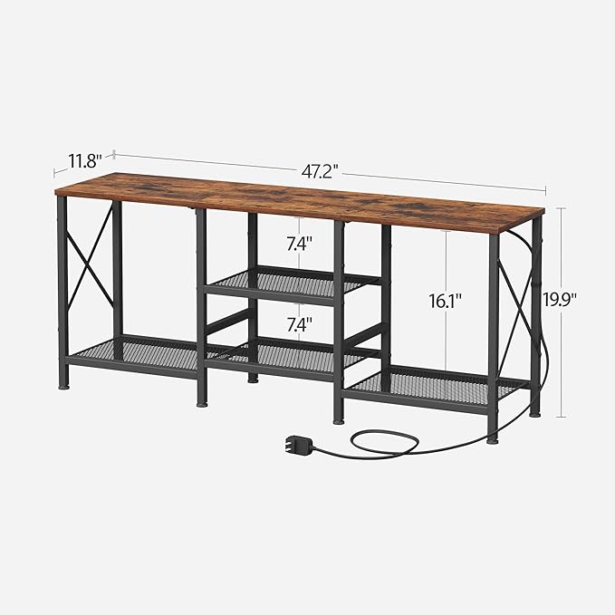 TV Stand with LED Lights for 55 Inch TV, Entertainment Center with 3-Tier Open Shelves, TV Console Table for Living Room, Bedroom, Rustic Brown