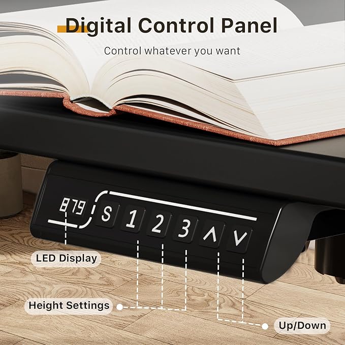 JOY worker Small Electric Standing Desk, 35" x 20" Whole Piece Height Adjustable Desk with Memory Controller, Black Sit to Stand Desk Workstation for Home Office