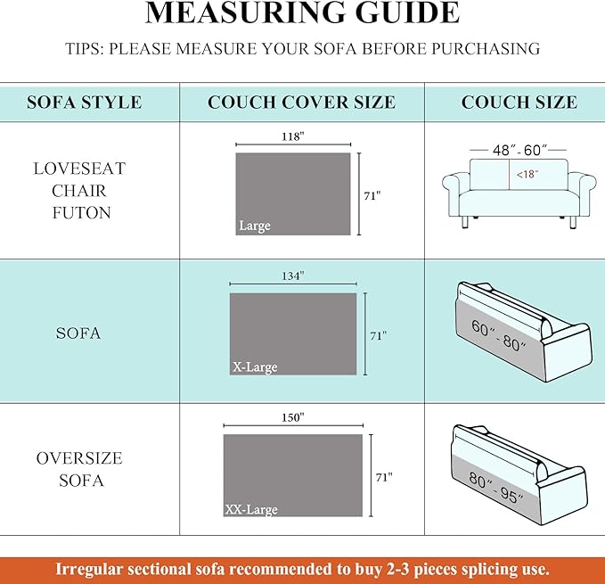 STACYPIK Waterproof Blue Couch Cover Non-Slip Sofa Cushion Cover for Pet Cat Dog Anti-Scratch Couch Cover Thick Washable Couch Protector for 3 Cushion Outdoor Leak Proof Couch Throw Slipcover-71X134IN