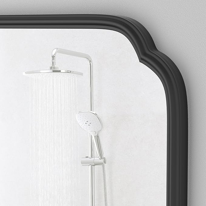 Black Bathroom Mirror for Over Sink 20" x 30" Modern Rounded Rectangle Bathroom Vanity Mirror with Metal Framed Wall Mounted Decorative Mirror (Horizontal/Vertical)
