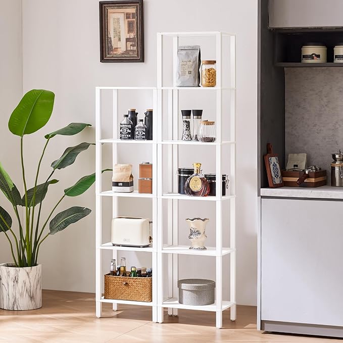 66in Tall Bookshelf 6-Tier Small Narrow Bookcase, Skinny Book Shelf for Small Space, Farmhouse Slim Shelf with Storage, Wood Freestanding Display Thin Bookshelves for Living Room, Office, White