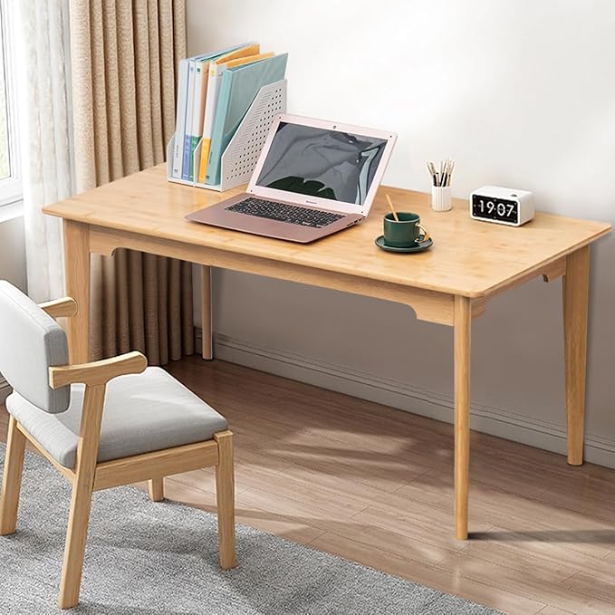 Maydear 47" Bamboo Writing Desk Multipurpose Table, Modern Simple Computer Desk Dining Table for Bedroom, Living Room, Home and Office, Kitchen