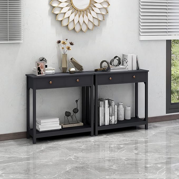 TaoHFE Black Console Table, 39.4"x11.8"x31.5"(L*W*H)