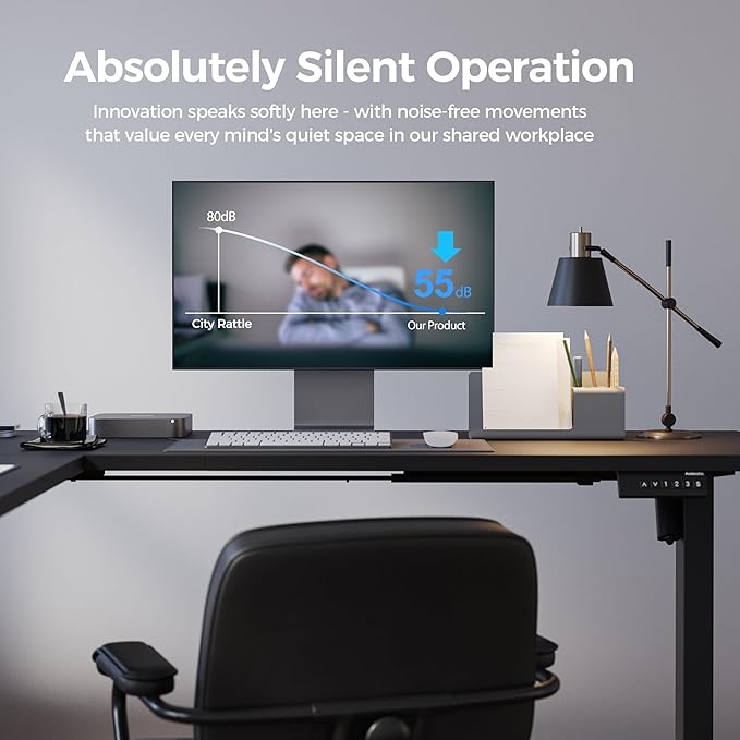 Agilestic 75 Inch L Shaped Standing Desk Adjustable Height, Corner Standing Desk, Sit Stand Up Computer Table, Splice Board, Black