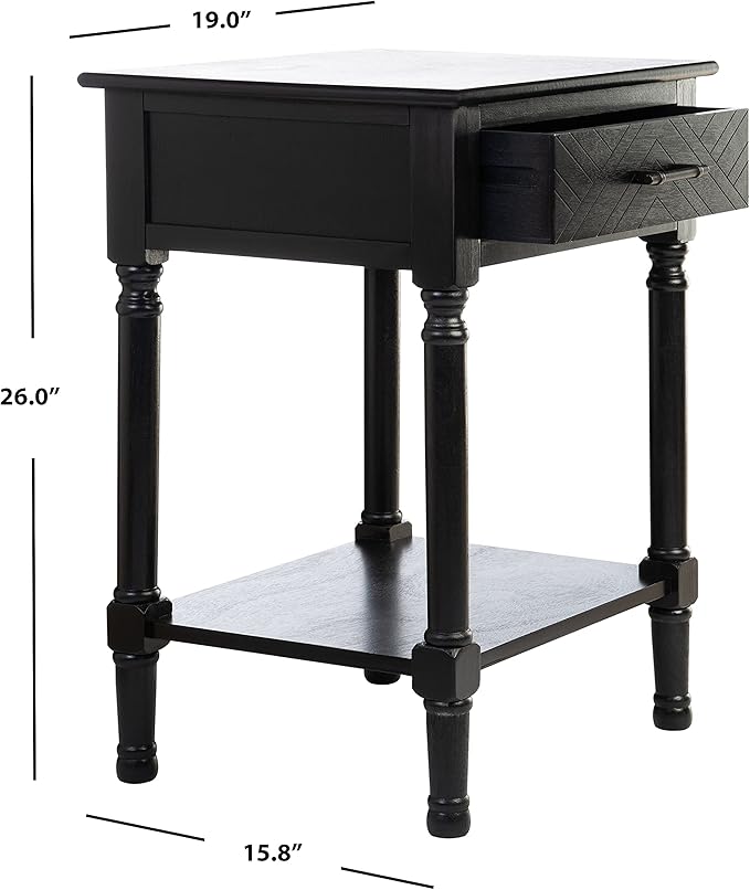 SAFAVIEH Home Collection Peyton Black 1-Drawer Lower Shelf Accent Table ACC5704B