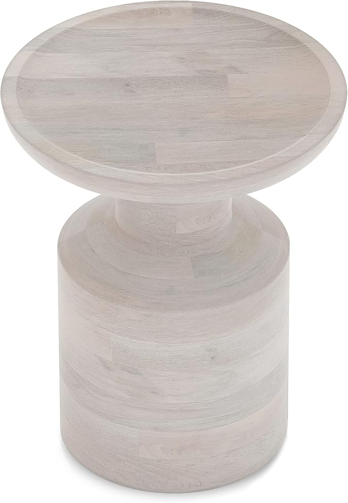 SIMPLIHOME Haynes 16-inch Wide Solid Mango End Table in White Wash, Handcrafted Boho-Style Accent Table for Living, Bedroom, or Home Office, Assembled
