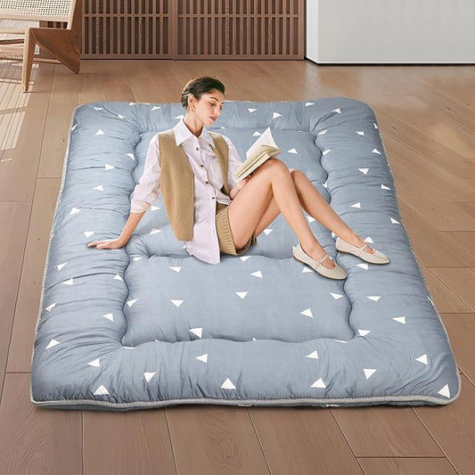 Japanese Floor Mattress,Roll Up Memory Foam Tatami Mat Easy to Store and Portable,Futon Mattress Suitable for Camping and Guest Room (Grey, Queen (80" X 60"))