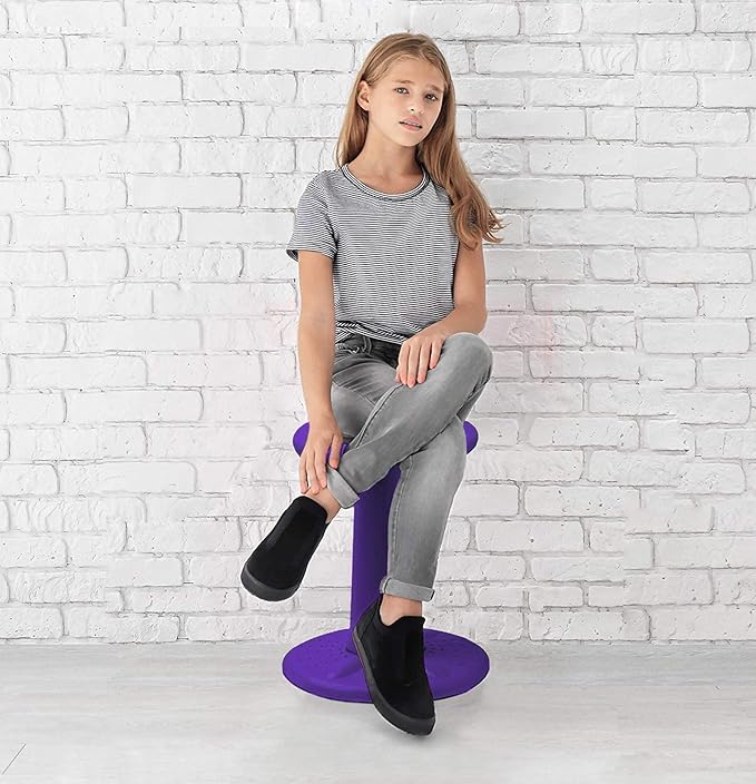 ActiveChairs Kids Wobble Chair, Flexible Elementary Classroom Seating, Improves Focus, Posture and Helps ADHD/ADD, Sensory Desk Chairs, Pre-Teen 17.75" Active Fidget Chairs, Ages 7-12, Purple