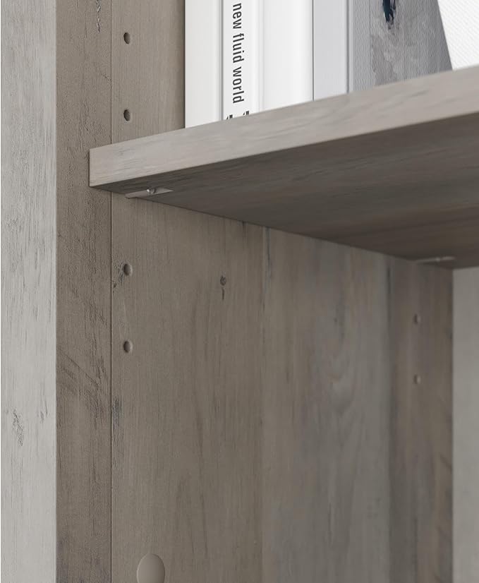 Bush Furniture Salinas 5 Shelf Bookcase in Driftwood Gray, Tall Bookshelf, Large Book Shelf for Living Room, Home Office, or Entryway