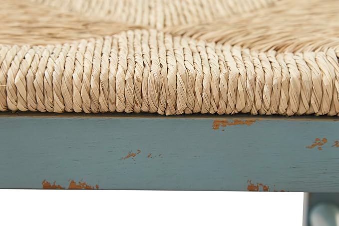 Signature Design by Ashley Mirimyn Farmhouse 23.63" Counter Height Bar Stool with Woven Wicker Seats, 2 Count, Green & Light Brown