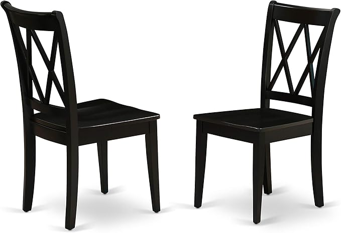 East West Furniture DLCL5-BLK-W 5 Piece Dining Table Set for 4 Includes a Round Kitchen Table with Dropleaf and 4 Dining Room Chairs, 42x42 Inch, Black