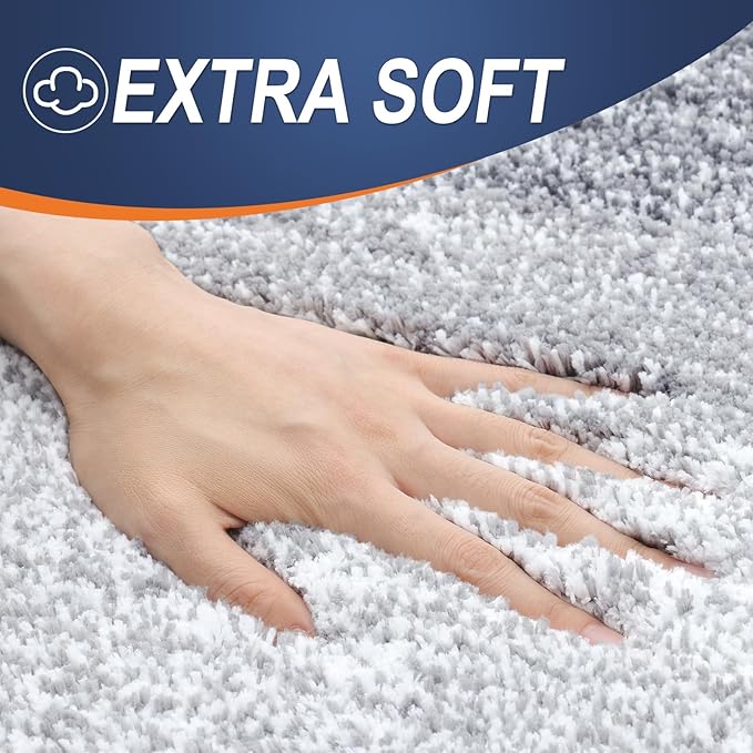 OLANLY Bathroom Runner Rugs 47x24, Extra Soft Absorbent Microfiber Bath Rugs, Rubber Backing, Quick Dry, Washable Bath Mats for Bathroom Floor, Tub and Shower, Home Decor Accessories, Light Grey