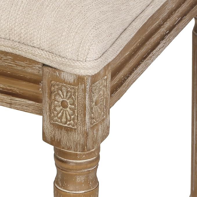 Merax Upholstered Solid Wood Dining Chairs Set of 2, French Country Style Accent Side Seating Furniture for Kitchen, Living Room, Cushioned Back, Beige