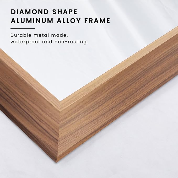 Amorho Bathroom Mirror, 20X30 Inch Wall Mirror, Walnut Wood Grain Metal Framed, Anti-Rust, Hang Horizontally/Vertically, Suitable for Bedroom, Farmhouse, Bathroom, Decorative