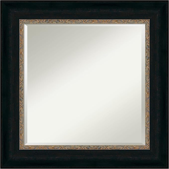Amanti Art Bronze Bathroom Mirror for Over Sink, 27x27 Paragon Bronze Square Vanity Mirror, Medium Traditional Frame, Hangs Horizonally and Vertically, Bathroom Wall Decor, Beveled Edge