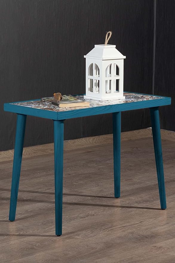 Comfyt Coffee Table, Side Table, End Table, Nightstand Nesting Table Bedside Table Accent Table Home Essentials Wood Tiled Top Rustic Table Ceramic Tiles Mexican Tile Table