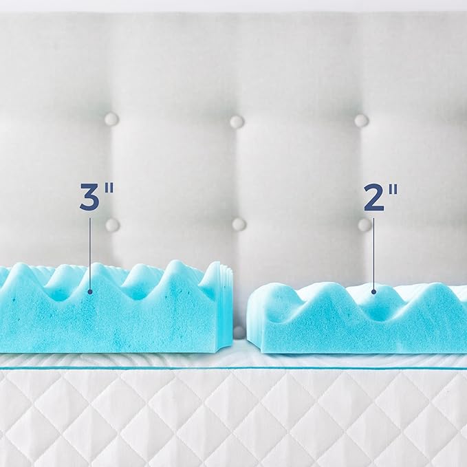 Linenspa 2 Inch Convoluted Gel Swirl Memory Foam Mattress Topper - Promotes Airflow - Relieves Pressure Points - King
