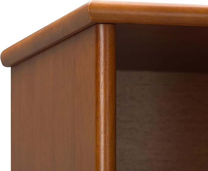 SIMPLIHOME Draper 35 inch Mid-Century Modern 6 Cubbie Bookcase with Drawer (Set of 2) in Teak Brown for The Living Room, Study Room and Office