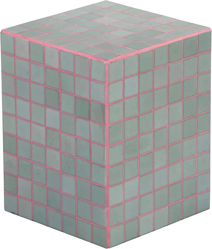 JONATHAN Y END2000F Callista 18" Modern Bohemian Ceramic Tiled Rectangle End Table, Side Table, Accent Table for Living Room, Bedroom, Sage Gray/Pink