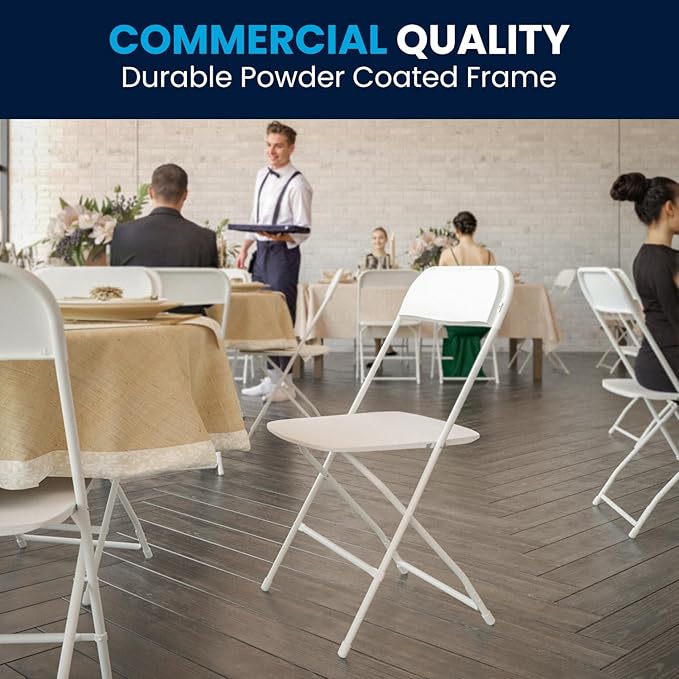 Flash Furniture Hercules Series Plastic Folding Chair - White - 20 Pack 650LB Weight Capacity Comfortable Event Chair-Lightweight Folding Chair