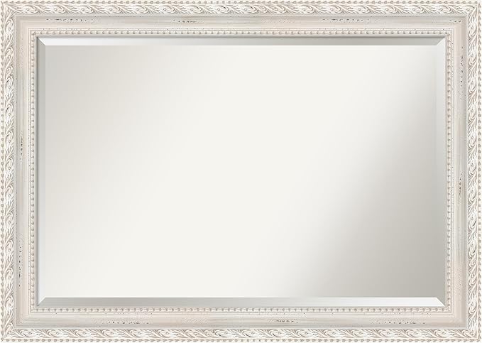 Amanti Art White Bathroom Mirror for Over Sink, 30x42 Opera Off White Rectangle Vanity Mirror, Large Traditional Wood Frame, Hangs Horizonally and Vertically, Bathroom Wall Decor, Beveled Edge from WI