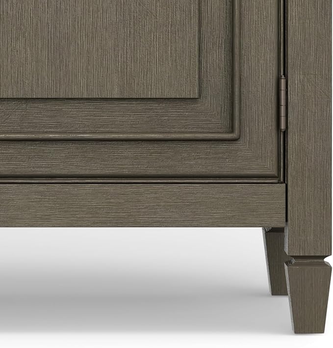 SIMPLIHOME Connaught 40-inch Wide Solid Wood Storage Cabinet in Farmhouse Grey for Entryway, Living Room, Organizer for Hats, Gloves, Shoes, Keys, Slim Design, Traditional Style