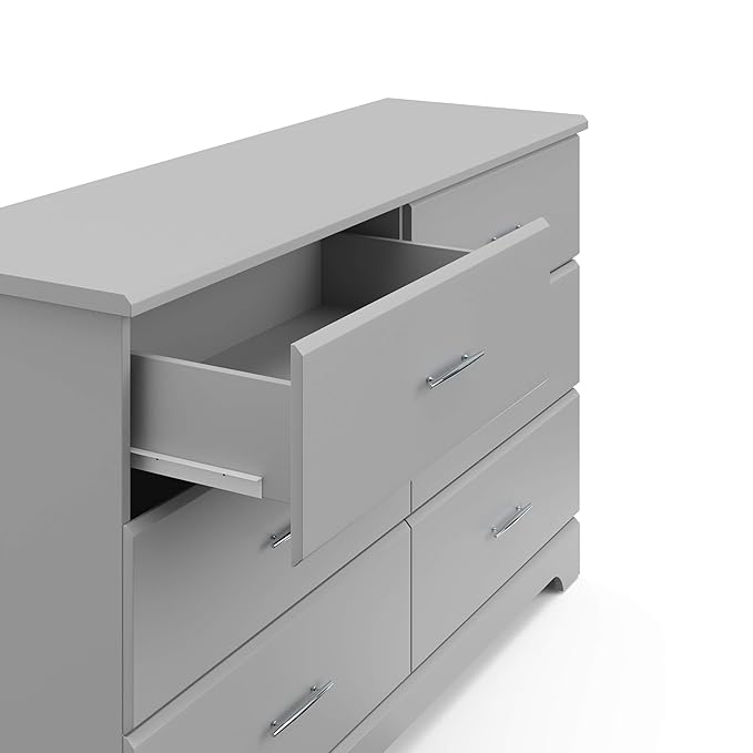Storkcraft Brookside 6-Drawer Dresser (Pebble Gray) – GREENGUARD Gold Certified, Nursery & Kids Storage, Nursery Essentials, Kids Room Storage, Durable Bedroom Dresser