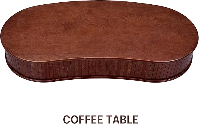 NTC Ripple DOU Coffee Table, Modern Wooden Double-Layer Center Table, Vertical Groove Design, Stylish Living Room Decor, Minimalist Style for Home and Office, Easy Assembly - Dark Walnut