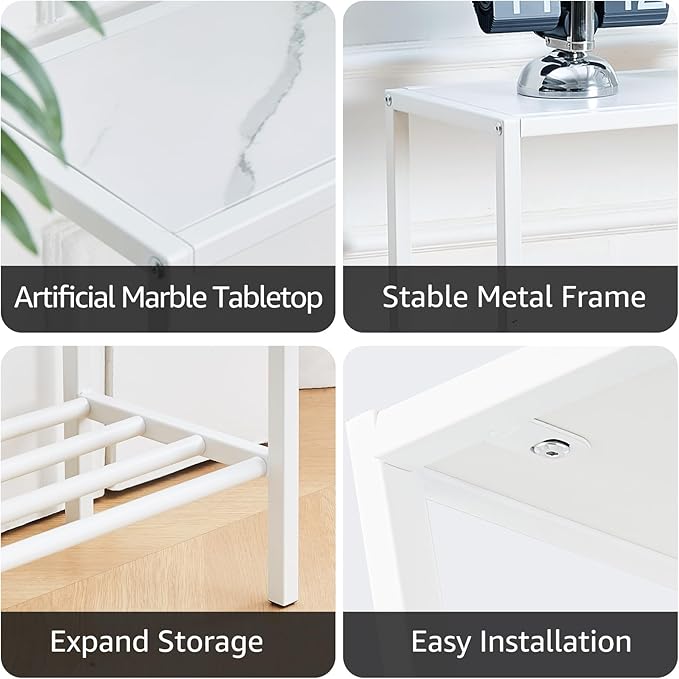 Wimarsbon 29.5" Sofa Tables, Narrow Console Table, 2 Tier Thin Sofa Table, Small Entryway Table with Shelf, Side Display Stand, Metal Frame Sturdy for Hallway, Living Room