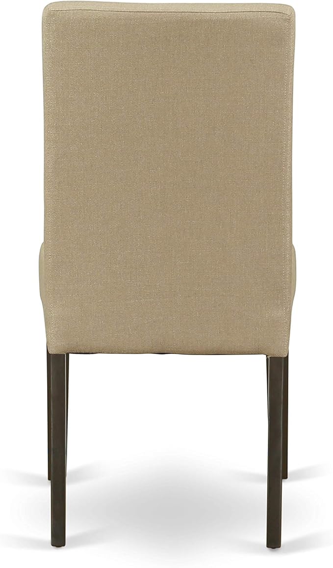 East West Furniture HEDR9-CAP-03 9 Piece Dining Room Table Set Includes a Rectangle Kitchen Table with Pedestal and 8 Brown Linen Fabric Parson Dining Chairs, 42x72 Inch, Cappuccino