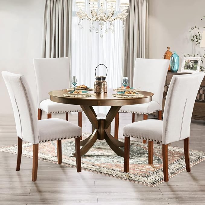 COLAMY A420-FBEI-4 Dining Chairs, Set of 2, Beige