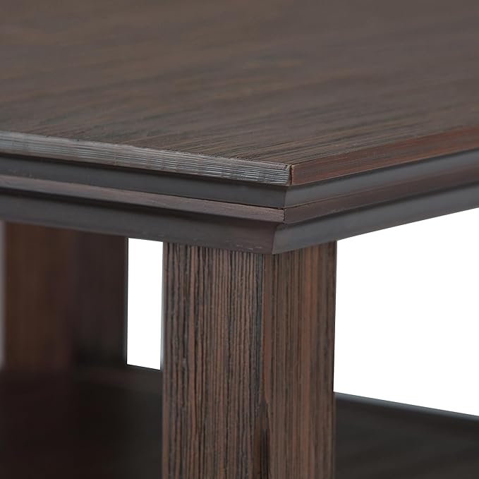 SIMPLIHOME Acadian SOLID WOOD 19 Inch Wide Square Transitional End Table in Farmhouse Brown, For the Living Room and Bedroom