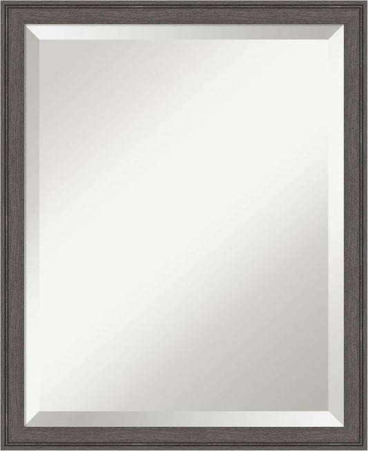Amanti Art Silver Bathroom Mirror for Over Sink, 22x18 Florence Pewter Rectangle Vanity Mirror, Small Casual Frame, Hangs Horizonally and Vertically, Bathroom Wall Decor, Beveled Edge from WI, USA