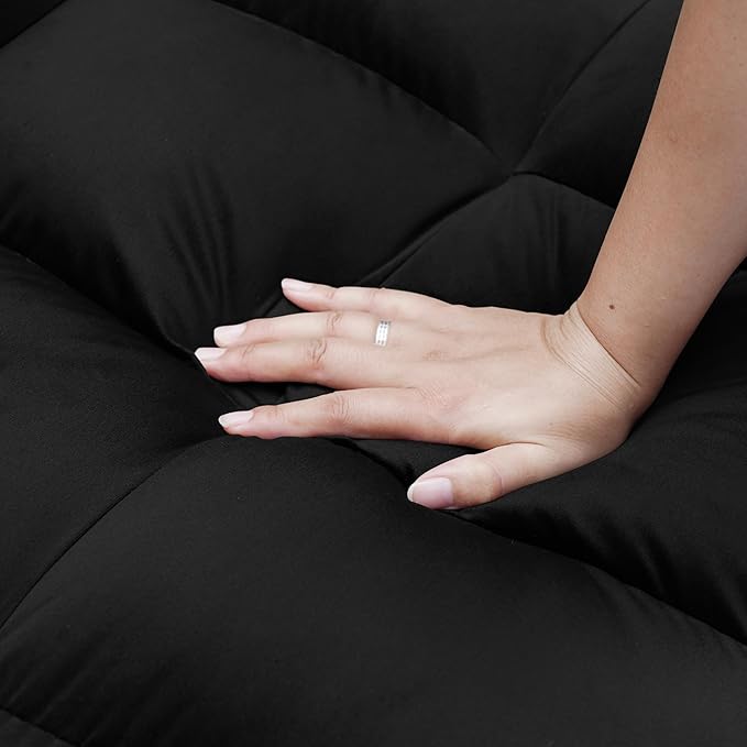 Ball & Cast 55" 3 in 1 Sleeper Sofa Bed Velvet Upholstered Pull Out Couch with Adjustable Back & 2 Pillows,Convertible Futon Sofa Bed W/Hidden Side Table,Side Pocket & USB Port,for Living Room,Black
