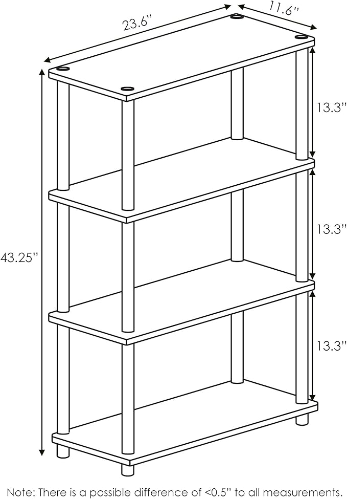 Furinno Turn-N-Tube 4-Tier Multipurpose Shelf Display Rack, Round Tubes, Light Blue/White