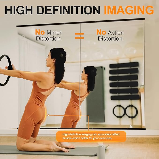 Delma Home Gym Mirror, 54''x30''x2PCS, Large Full Body Glass for Yoga, Frameless Wall Mounted, for Garage, Bedroom, Bathroom (Glass - 54'' x 30'' - 2PCS)