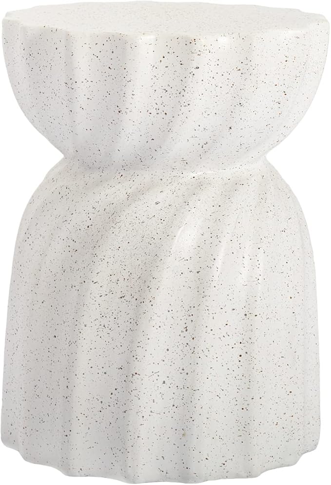 COSIEST Outdoor Side Table, Concrete Contemporary Lightweight Accent Table, Patio Side Tables End Table, Outdoor Accent Side Table for Livingroom, Garden, Hourglass, Graphite-Like White