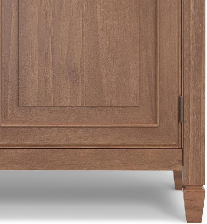 SIMPLIHOME Connaught 40-inch Wide Solid Wood Storage Cabinet in Medium Saddle Brown for Entryway, Living Room, Organizer for Hats, Gloves, Shoes, Keys, Slim Design, Traditional Style