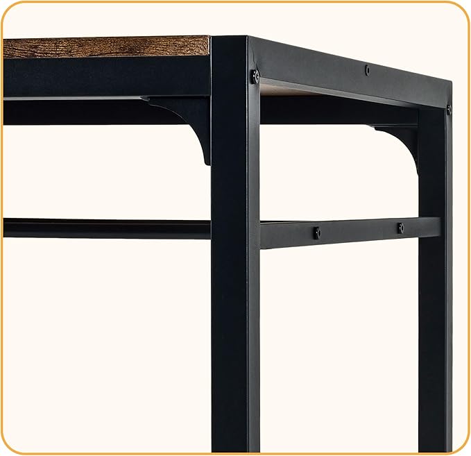 VECELO Kitchen Dining Room Table with 2 Chairs & Bench, Compact Space-Saving Design, Easy Assembly Steel Frame, Perfect for Small Apartments & Breakfast Nooks，Industrial