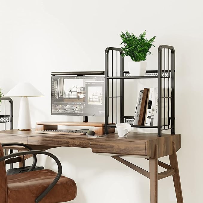 Bookshelf Storage Shelf Bookcase Freestanding Storage Stand for Living Room, Bedroom, Kitchen, Rust Resistance, Easy Assembly Free Combination Multi-Functional Organizer (2 Tiers, Black)