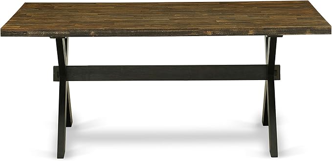 East West Furniture X677MZ650-5 5 Piece Dining Room Set Includes a Rectangle Dining Table with X-Legs and 4 Dark Gotham Grey Linen Fabric Upholstered Chairs, 40x72 Inch, Multi-Color