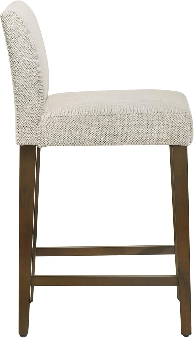 CHITA Counter Height Bar Stools Set of 2, 27" H Seat Height Upholstered Barstools, Fabric in Ivory