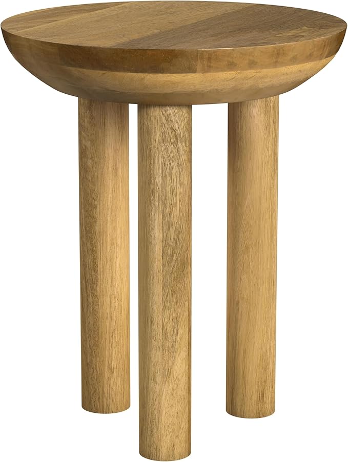 Natural Mango Wood 3-Leg End/Side Round Table