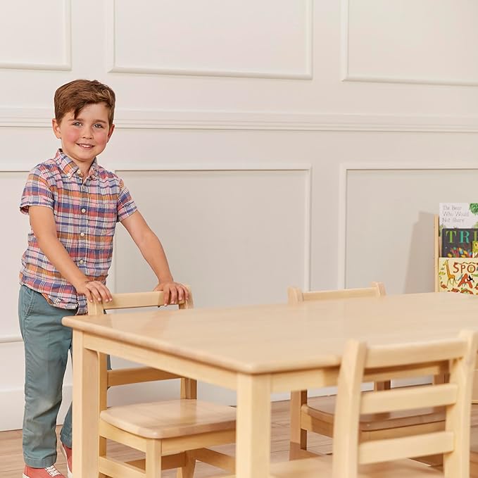 ECR4Kids 30in x 48in Rectangular Hardwood Table with 22in Legs, Kids Furniture, Antique White