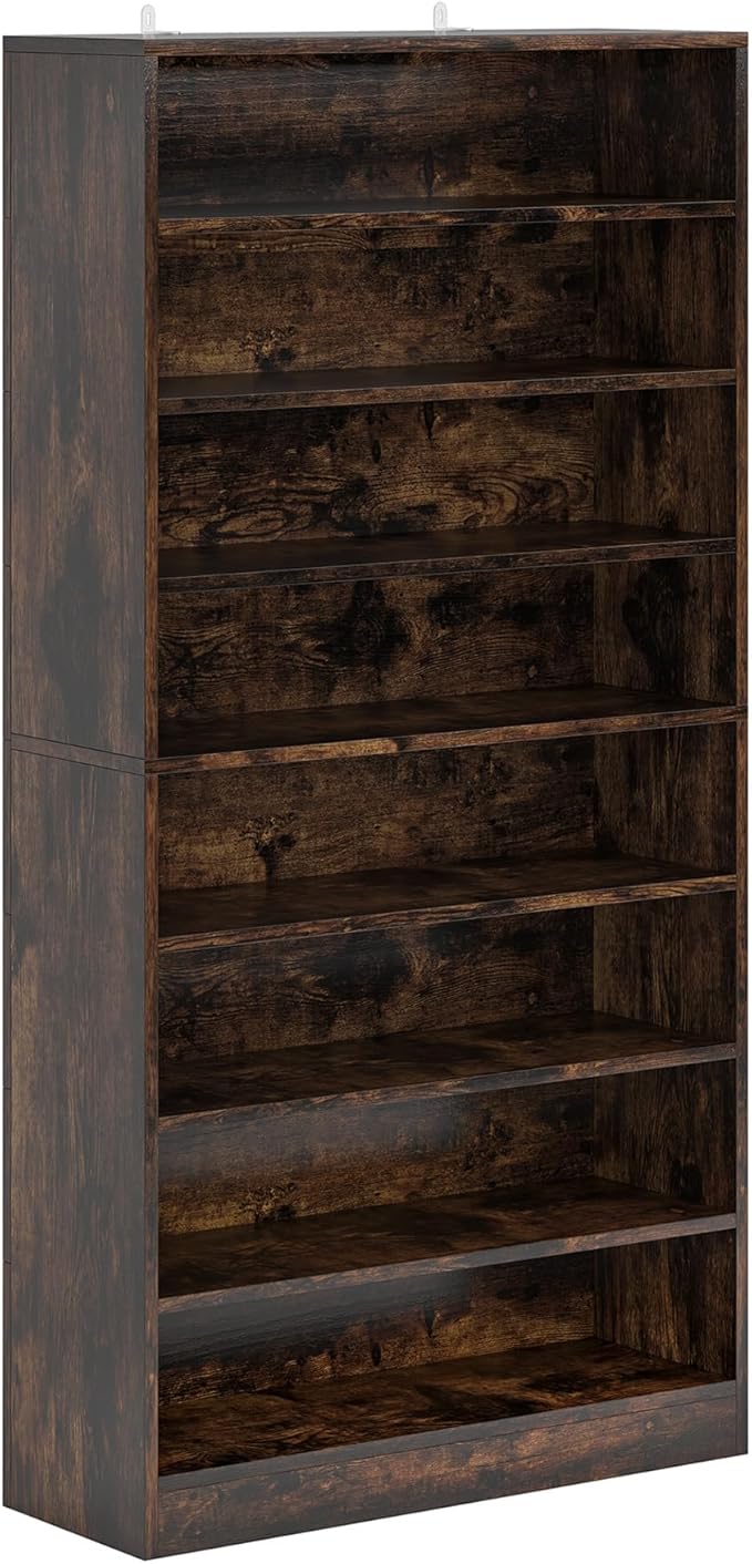 Tribesigns Tall Shoe Cabinet, 9 Tiers 40-45 Pairs Heavy Duty Wood Freestanding Shoe Storage Cabinet, 70.8'' Tall Shoe Cabinet with Open Storage for Entryway (Rustic Brown)