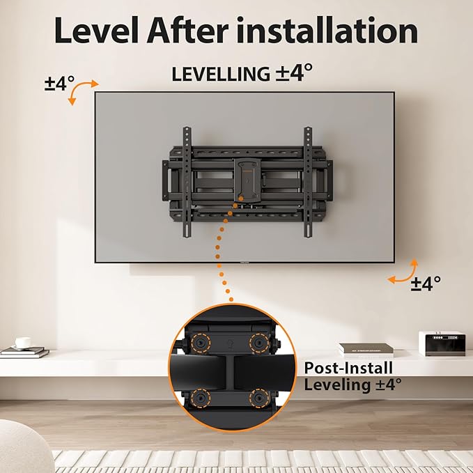 Full Motion 75 85 86 90'' TV Wall Mount Bracket, Loads 150 lbs Heavy Duty TV Mount, Swivel Tilt Extension Level, Complete Metal Bars & Wall Plate, up to 600x400mm VESA & 24'' Wood Studs