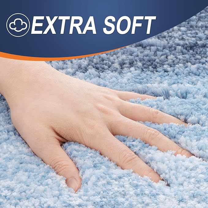 OLANLY Bathroom Rugs Mat 44x32, Extra Soft Absorbent Microfiber Bath Rugs, Rubber Backing, Quick Dry, Machine Washable Bath Mats for Bathroom Floor, Tub and Shower, Home Decor Accessories, Blue